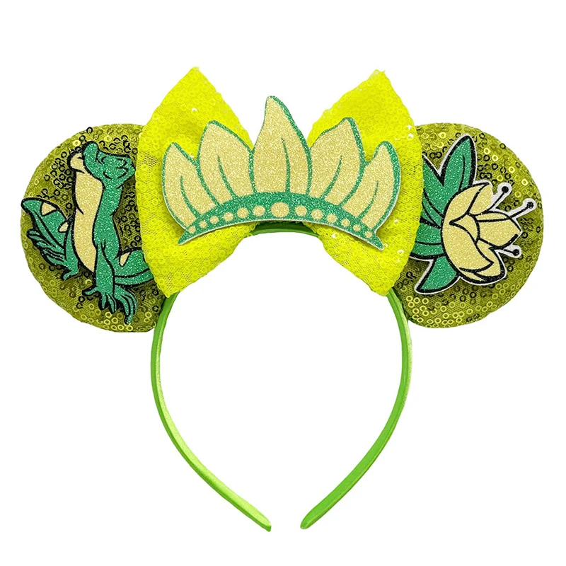 

Disney The Princess and The Frog Ears Headbands for Women Protea Crown Bow Hairband Girls Naveen Tiana Hair Accessories Kid Gift