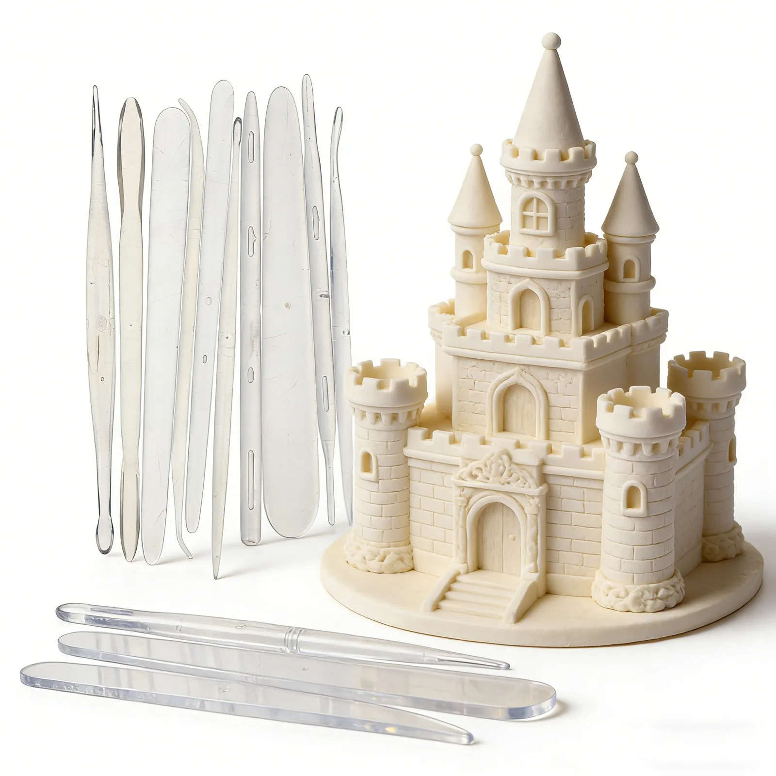 1Set Fondant Tool Set Plastic Cake Sculpting Tools Kit for Sugar Paste Carving Polymer Clay Modeling DIY Cake Decorating
