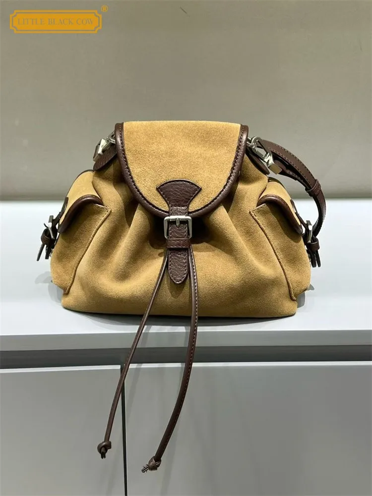 

Женская повседневная замшевая сумка-саквояж с застежкой в стиле пэчворк с несколькими карманами, подростковый рюкзак из софтшелла, дорожные сумки на плечо, сумка через плечо