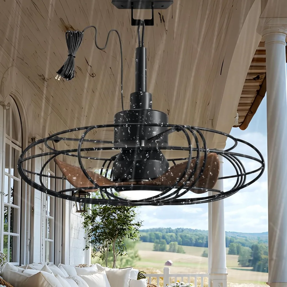 

Наружный потолочный вентилятор с подсветкой, пультом дистанционного управления, настенным переключателем, водонепроницаемые потолочные вентиляторы IP55 с подсветкой и пультом дистанционного управления, 3-цветная температура