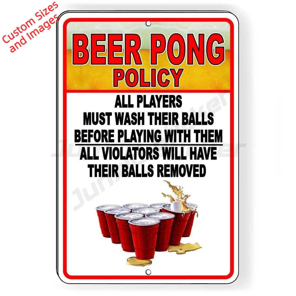 Beer Pong Policy PVC Sticker For Gate Waterproof UV Resistant For Indoor And Outdoor Use Decal Easy To Read Property Notice