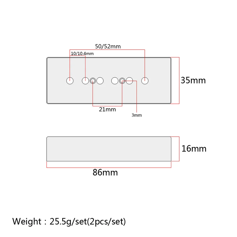 

Soapbar Pickup Cover 50Mm Pole Spacing Non-Plated Nickel-Silver For Neck Bridge Transparent Tone Guitar Parts
