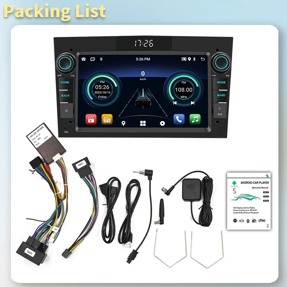 7" 2 Din Android-Autoradio mit kabellosem Carplay/GPS/BT für Opel Vauxhall Signum 2003–2008, Auto-Multimedia-Radio-Kopfeinheit