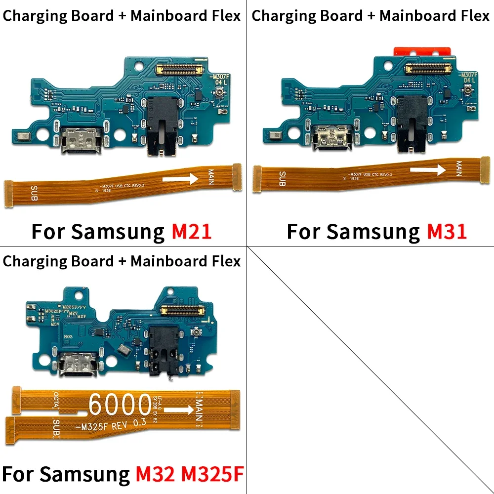USB Dock Connector Charging Port Flex Cable For Samsung M53 5G M23 M33 M21S M51 M32 M31S Charger Board With Mic Module