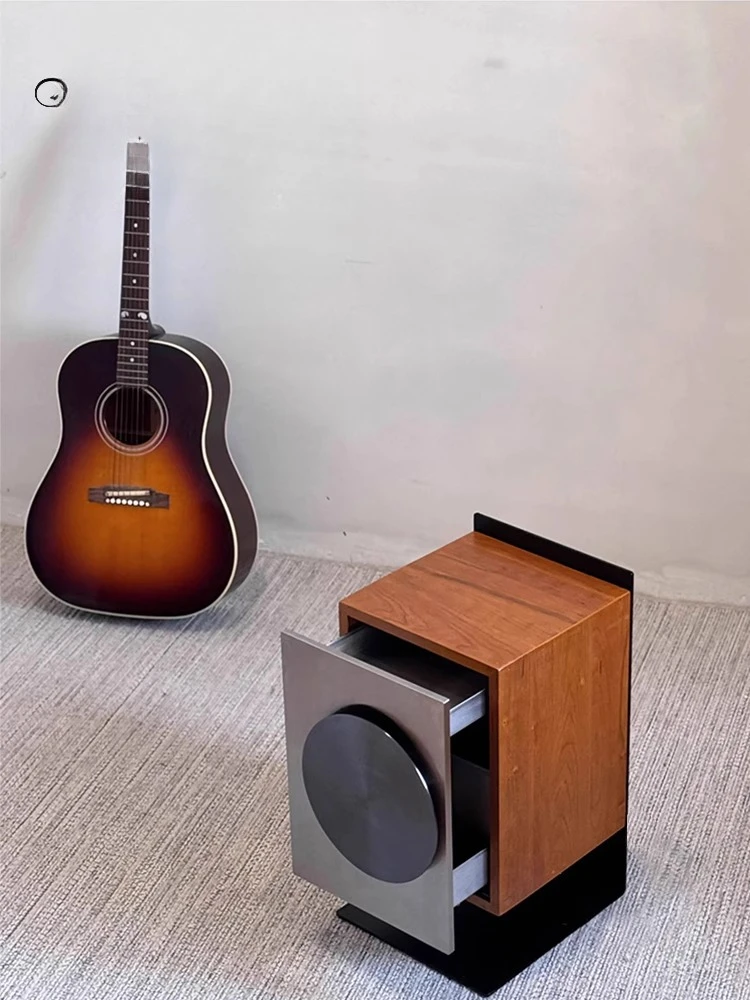 Stainless steel bedside table,  creative extremely narrow bag with lamp household bedroom bedside side cabinet