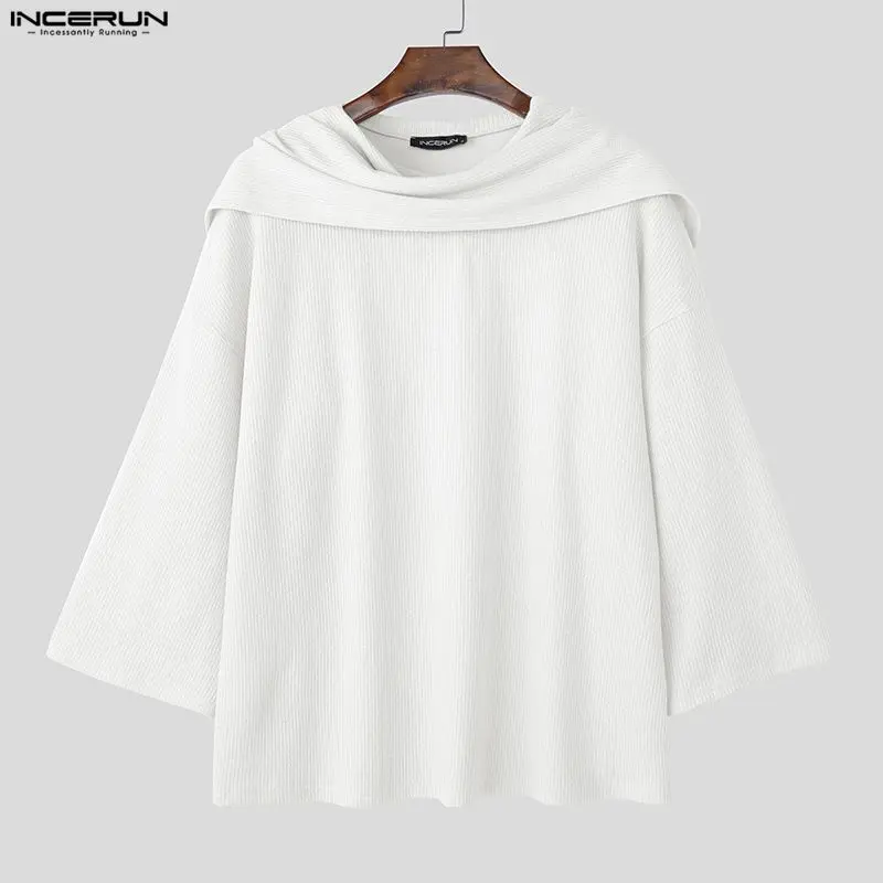 

INCERUN Men Sweaters Solid Color Turtleneck Long Sleeve Knitted Male Pullovers Streetwear Loose Fashion Casual Men Clothing 2026