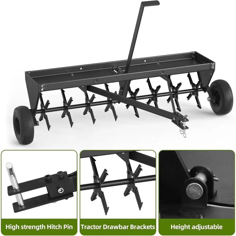 48 Heavy-Duty Galvanized Tow-Behind Spike Aerator for Lawns and Farms