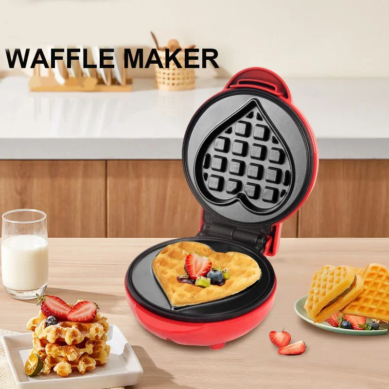 Mini Electric Grill Waffle Maker Portable Pancake Cake Maker Baking Mold Dessert Breakfast Light Food Machine For Tubes Kitchen