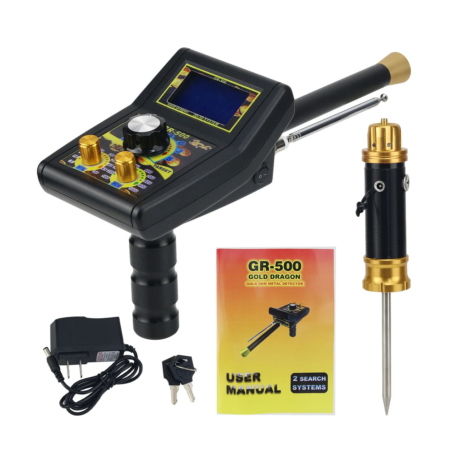 HamGeek GR-500 Gold Detector 4.3-inch Thin Film Transistor Remote Metal Detector with Carry Case