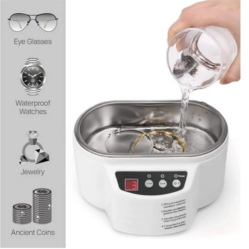 600ML Digital Ultrasonic Cleaner Bath with 2 Timing Modes Professional Cleaning Machine for Jewelry Glasses Watch Circuit Board