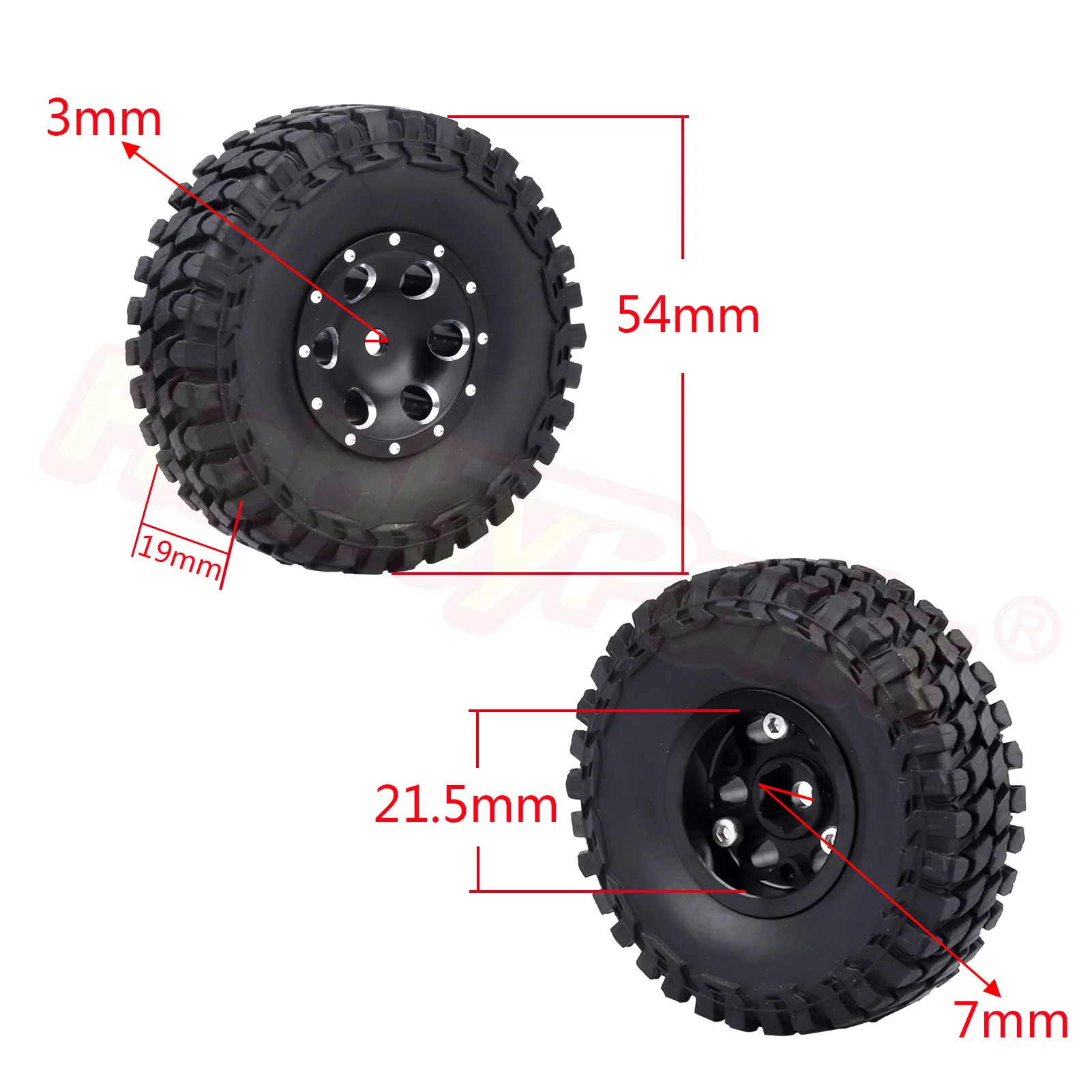 1.0 Beadlock Wheels and Tires w/Foam Inserts with Extended Wheel Spacers Offsets for 1/24 RC Crawler Axial SCX24 90081 Deadbolt