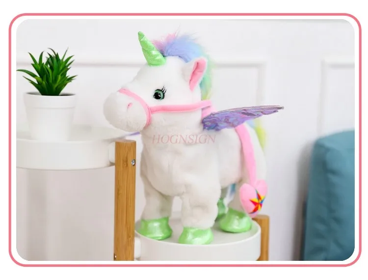 Unicorn Leading Rope Angel Horse Doll Walking Singing Electric Plush Toy Children's Gift