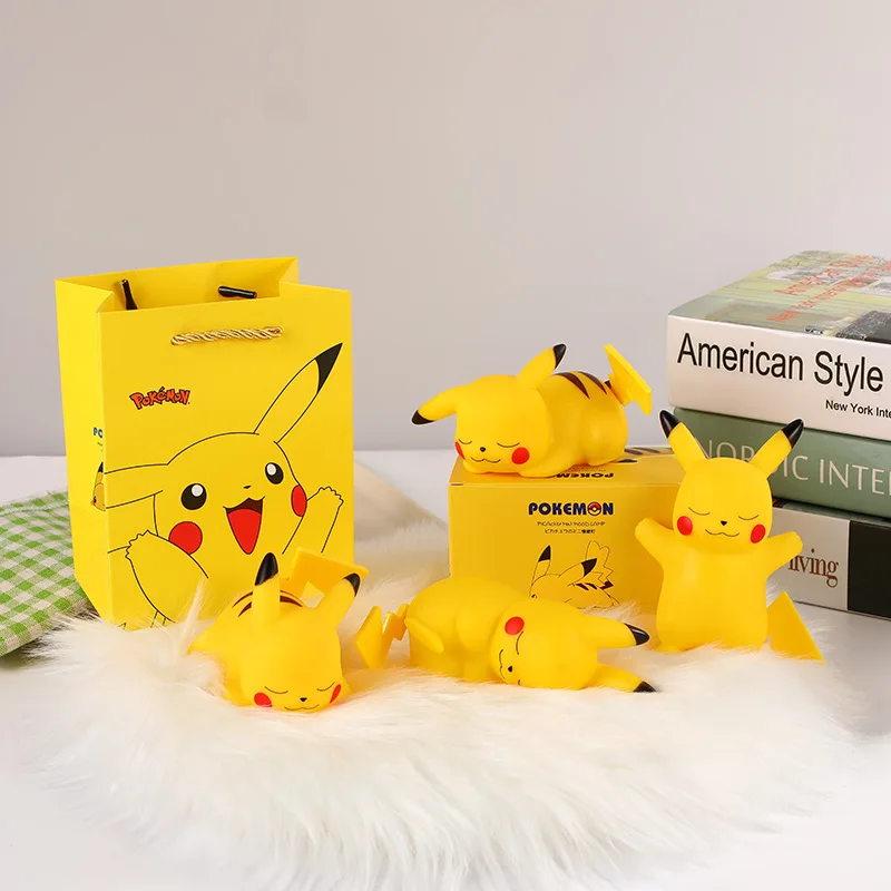 Luz de noche de Pokémon Pikachu, lámpara de mesita de noche de Pikachu, juguete brillante para niños, regalo de cumpleaños y Navidad