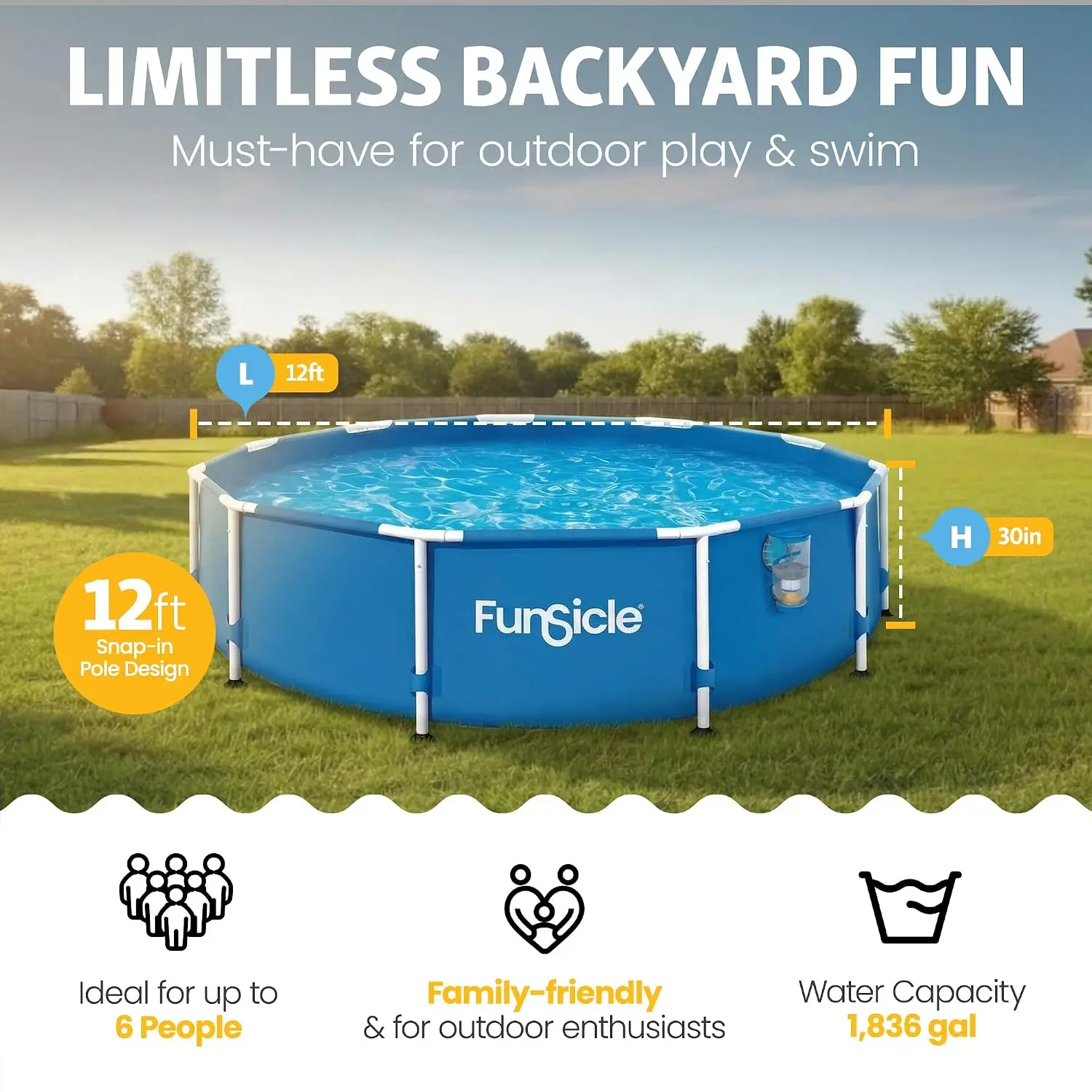 Portable Bluetooth Speaker with Deep Bass & 24H Playtime, IPX7 Waterproof, TWS Pairing