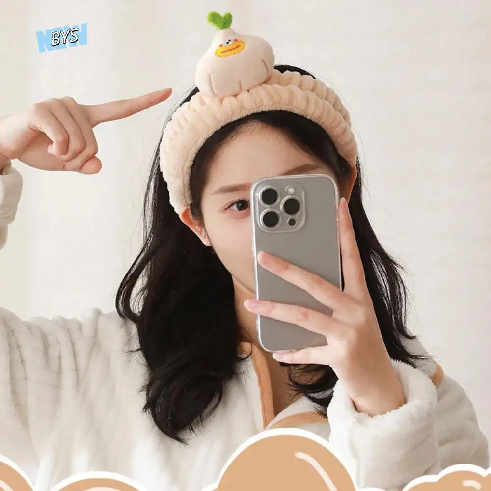 

Soft Elastic Wash Face Hairband PP Cotton Star Coral Fleece Hairband Cute 3D Cartoon Food Doll Headwear Women