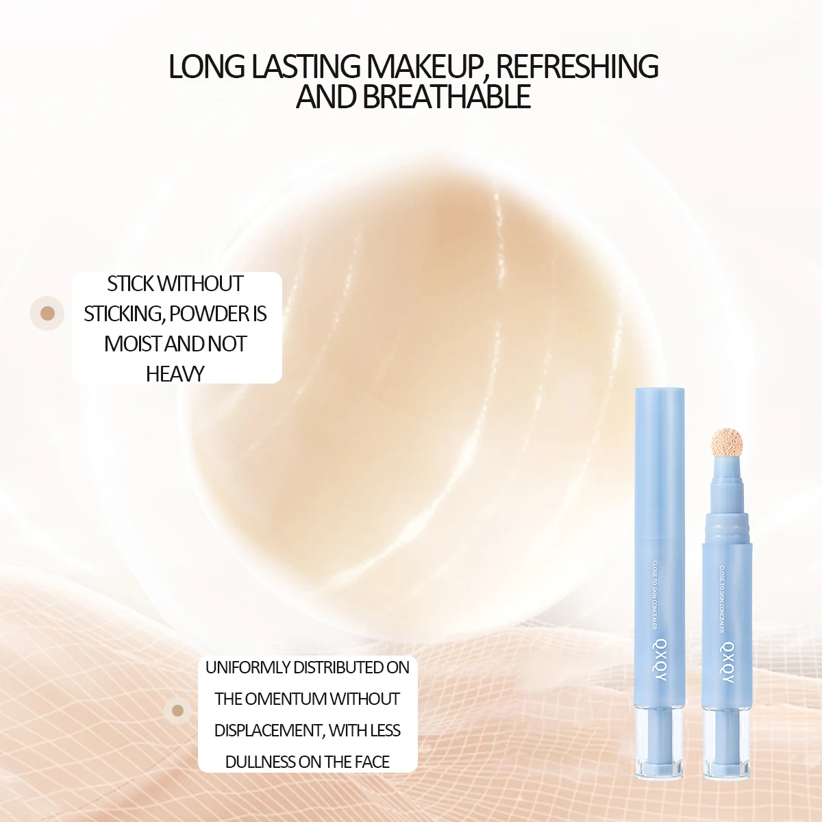 QXQY 薄型コンシーラークリーム エアクッション 毛玉スポンジヘッドコンシーラー リキッドペン 目じりを明るくし、黒ずんだ目をカバー