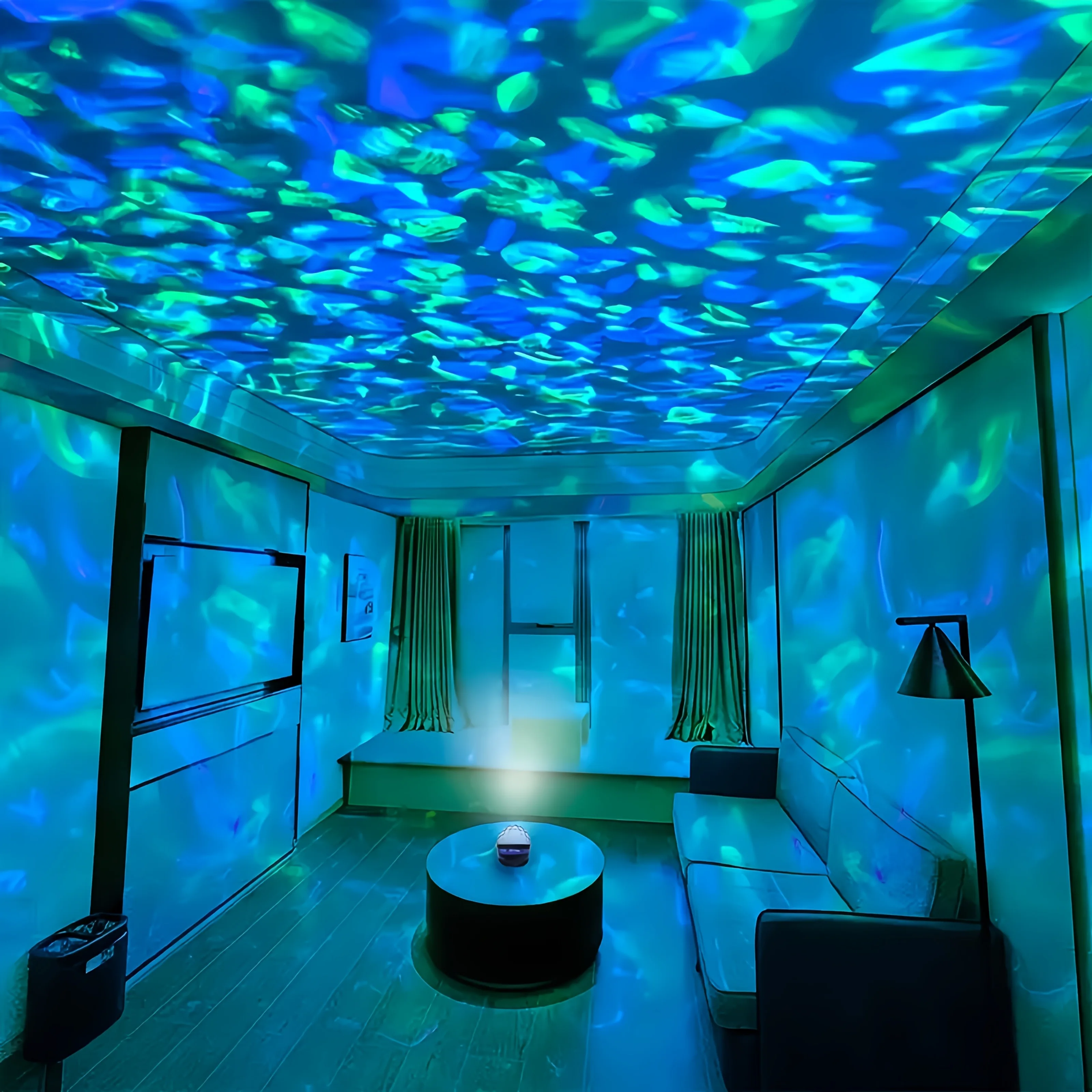 1pc Vibrant Water Ripple LED Projection Light,Remote Control,USB-Powered,RGB Atmosphere Projector for Bedroom,Home Theater Decor