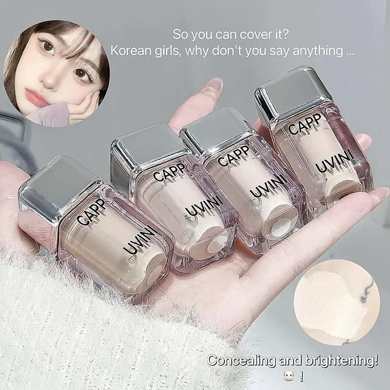 Crystal Liquid Facial Foundation Concealer, langanhaltendes, feuchtigkeitsspendendes und zartes Make-up zur Abdeckung schwarzer Augen, Akne, gefälschtes, schlichtes Gesicht
