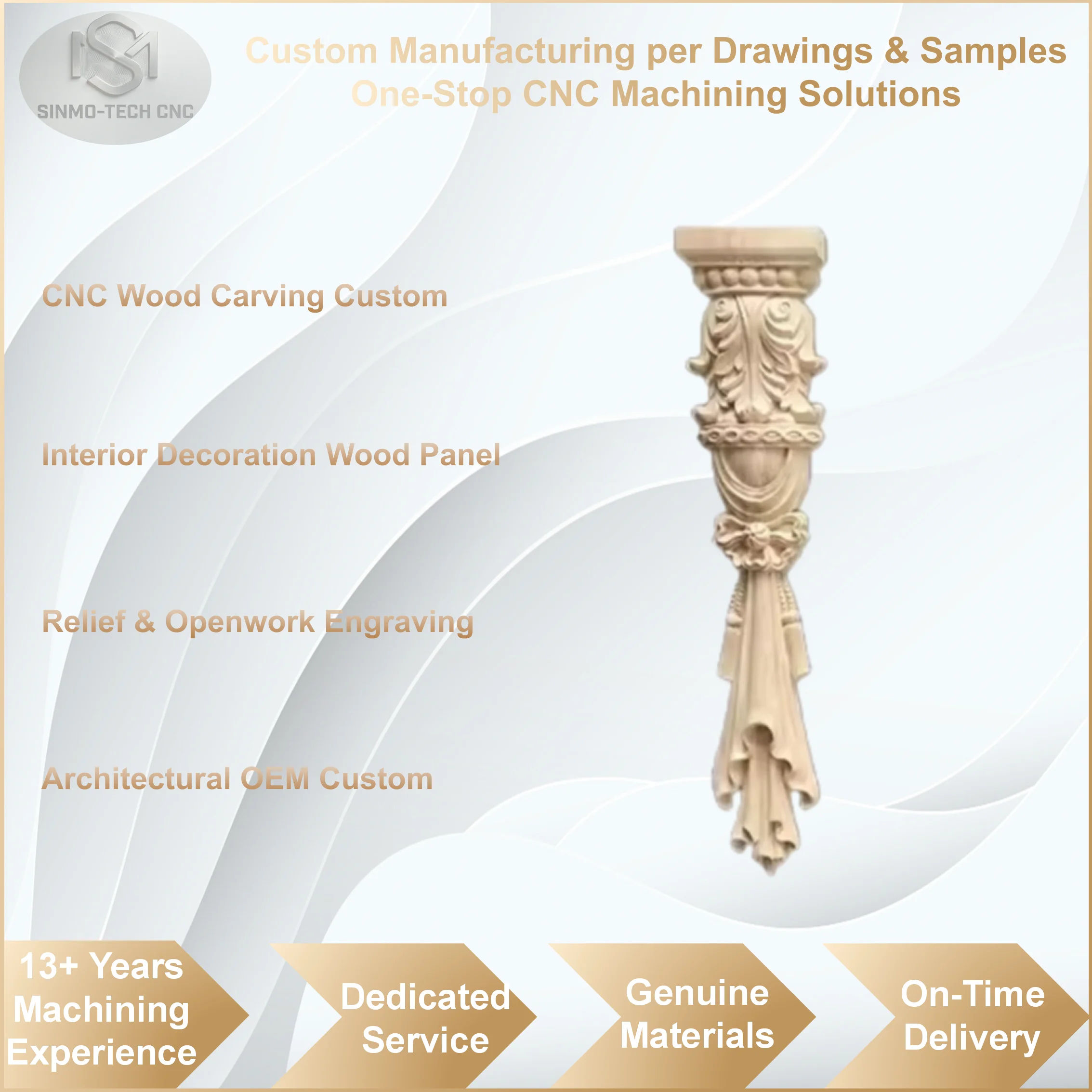 Architectural CNC Wood Carving Custom Decorative Panel Hollow Out Screen Partition Hotel Villa Use