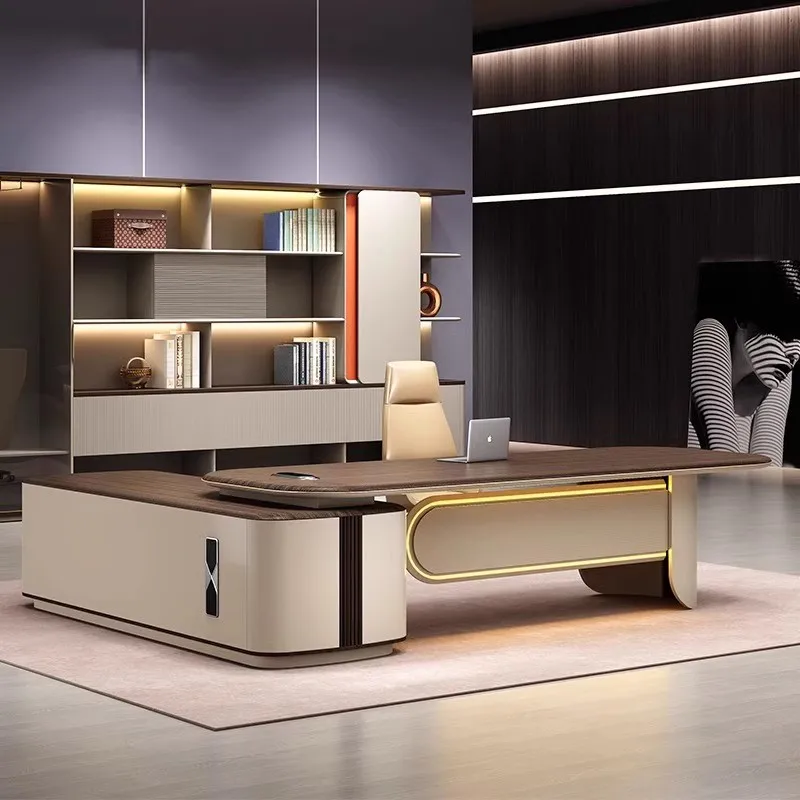 

Письменный стол Boss Chair Person Простой современный высококачественный светильник Luxury Manager Офисный стол и стул Комбинированный стол президента Тайпан