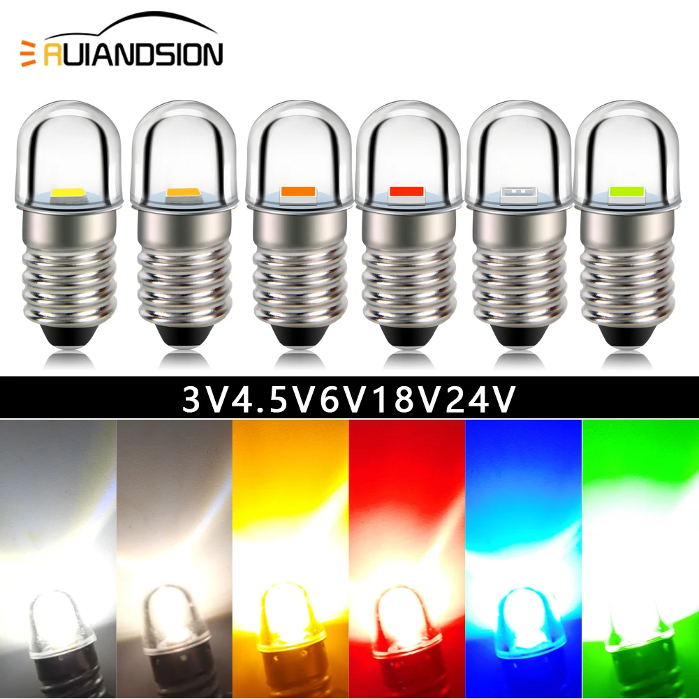 RUIANDSION 4x 3V E10 LED Upgrade 4.5V 6V 12V 18V 24V Bicycle Bulbs Replacement for Torch Flashlight Lamps