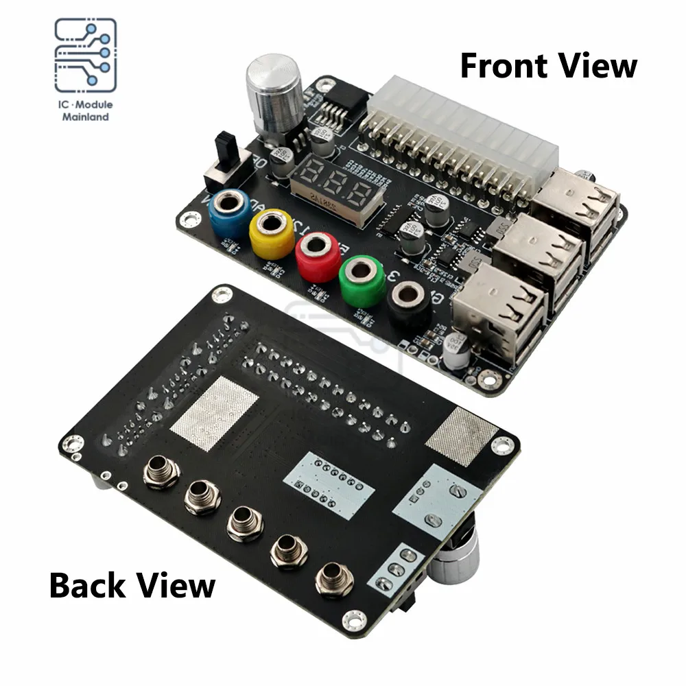 Imagem -04 - Atx Power Supply Breakout Board Power Module Adapter Connector Botão de Tensão Ajustável Port Usb 2.0 Suporta Qc2.0 Qc3.0 24pin