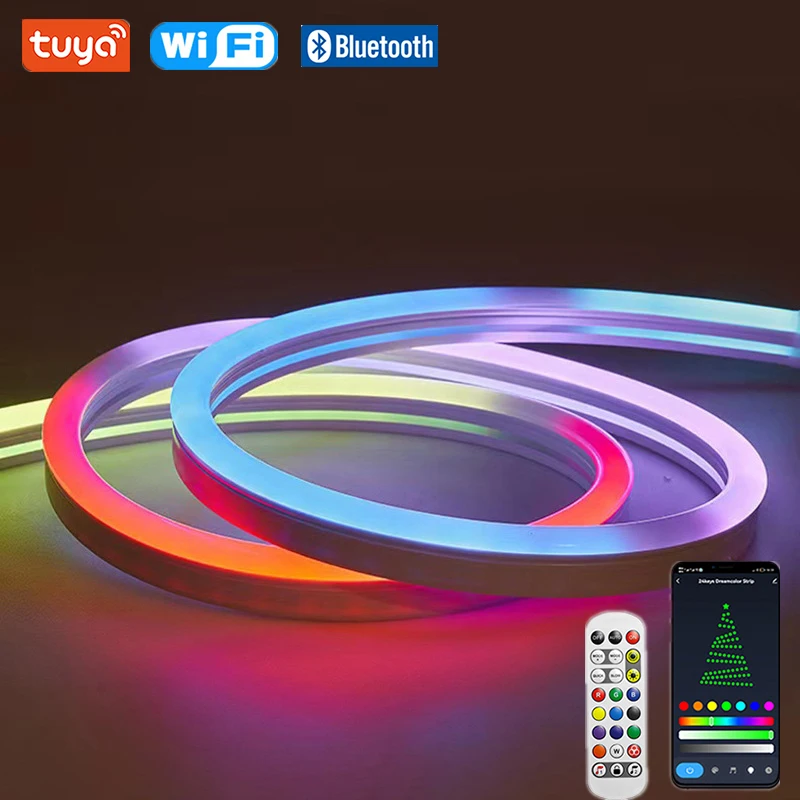 

EU AU UK US Plug 12V Neon Light RGBIC Led Strip 96LEDs/m WiFi Tuya/Bluetooth/Remote Control Waterproof RGB IC Led Neon Lighting