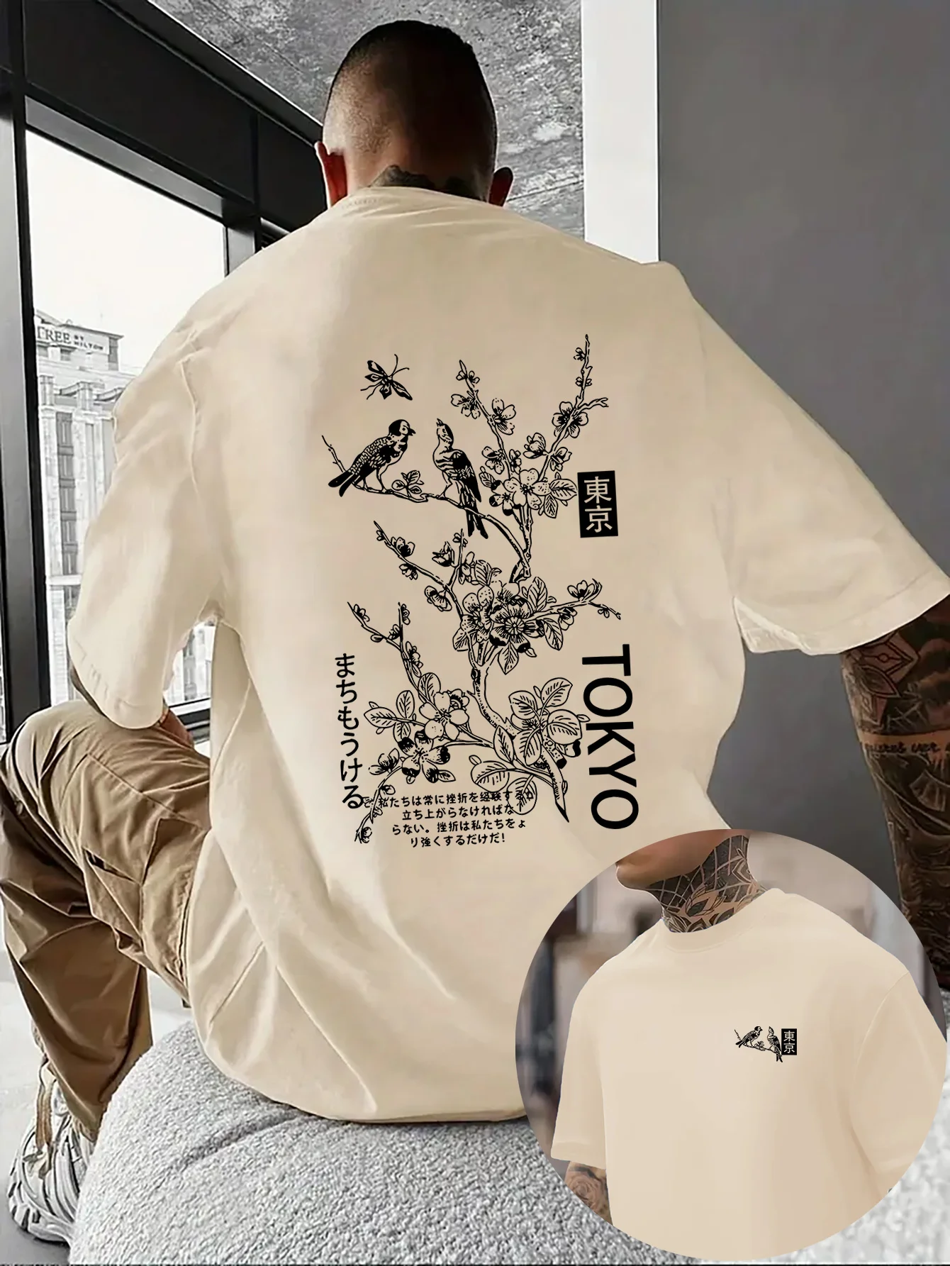 Herren-T-Shirt, 100% Baumwolle, gemusterter Druck, lässig, bequem, weich, atmungsaktiv, lockerer Schnitt, sportlicher Stil. – Detail 5