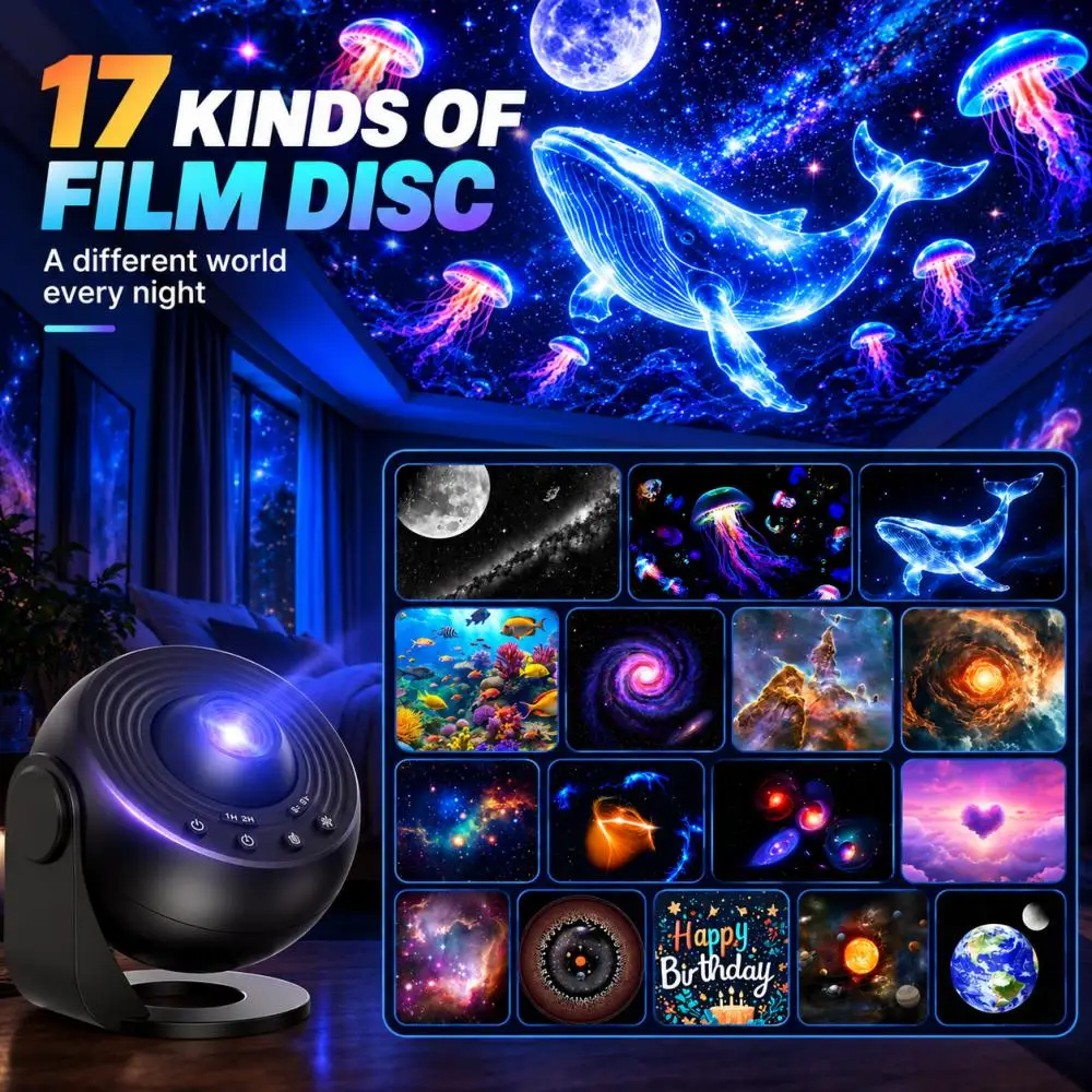 Proyector de galaxias Galaxy Projector Pro, 17 funciones en 1, proyector de estrellas y planetares HD para dormitorio, luz de estrellas con