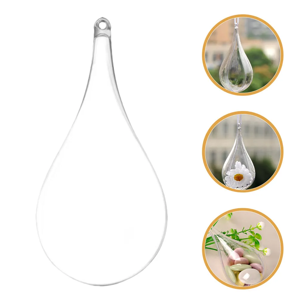 5Pcs Water Drop Shaped Plastic Container Clear Fillable Ball for DIY Craft Hanging Ornament Party Wedding Decoration