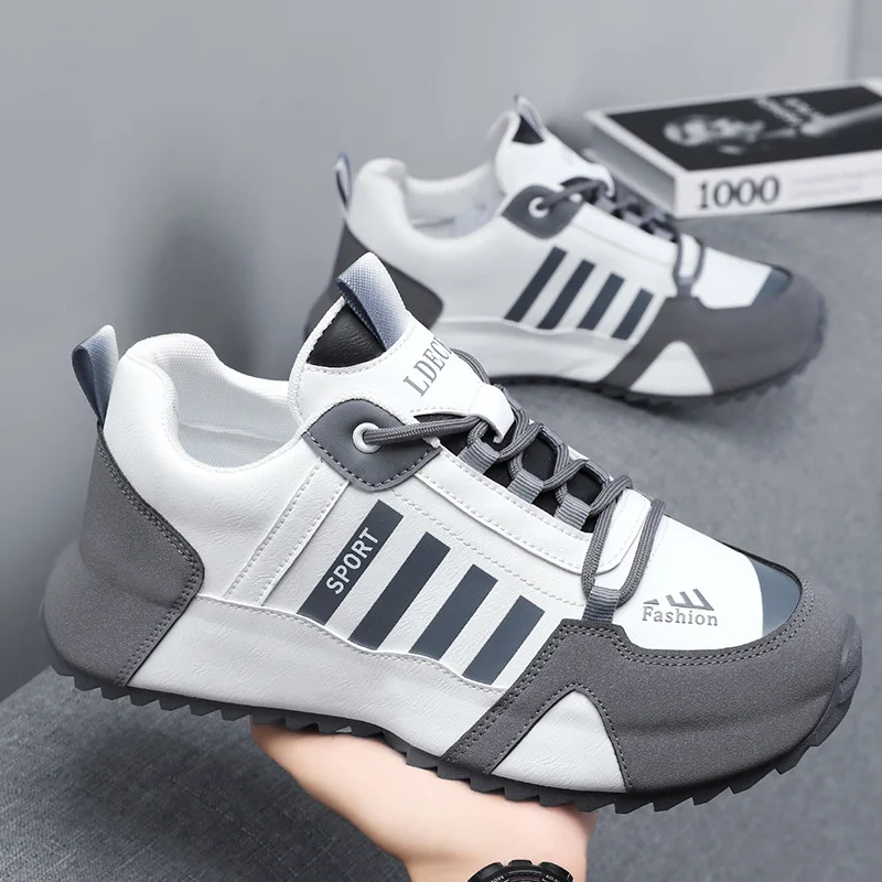 

Shoes for Man 39-47large-size Fad Waterproof Leather Shoes Men Casual Sports Single Shoe Soft-soled Run Shoes Zapatillas Hombre