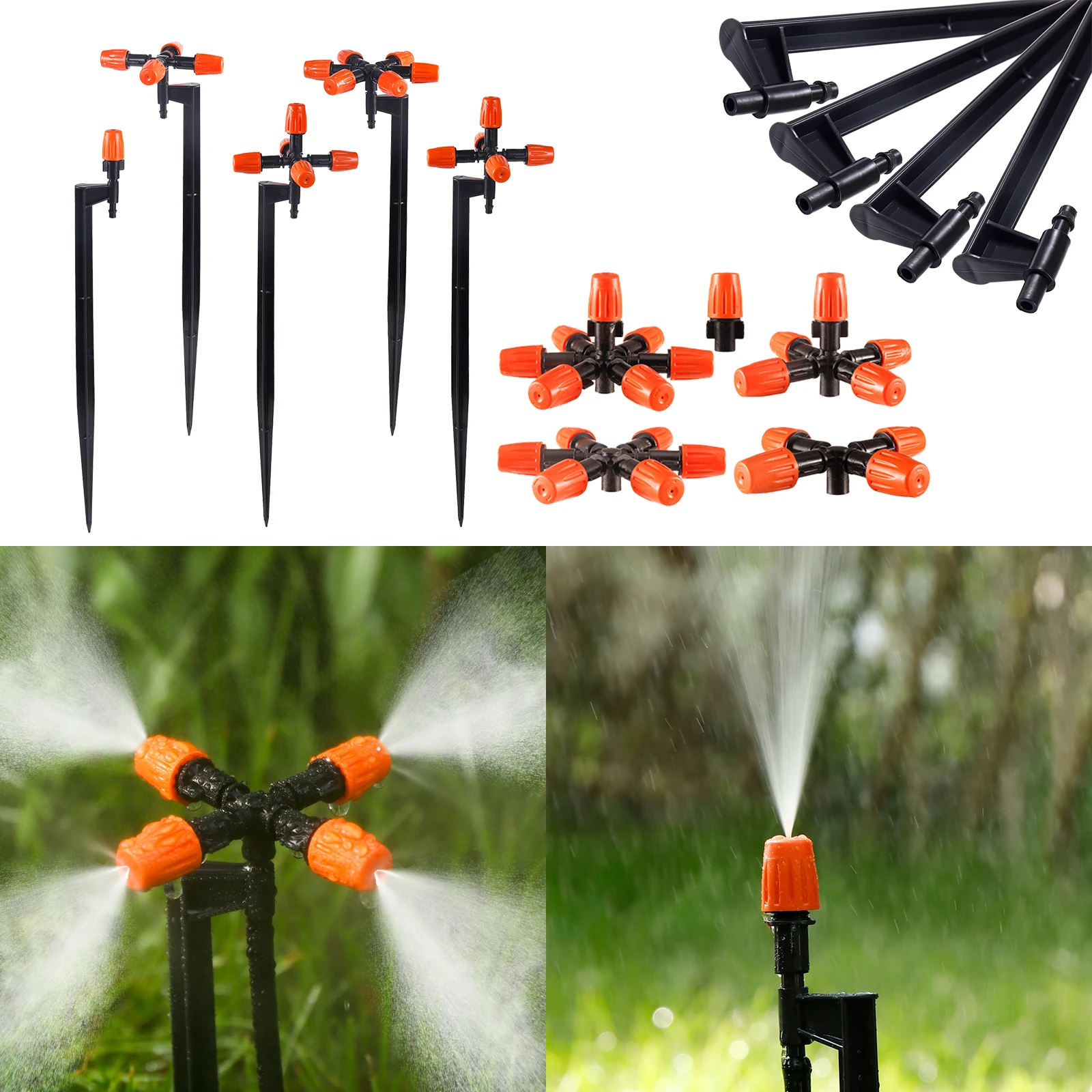 Garden Watering Drip Irrigation Sprinkler Spiked Spray Nozzle Bracket Rod Interface Barb Sprayer Head Holder Garden Irrigation