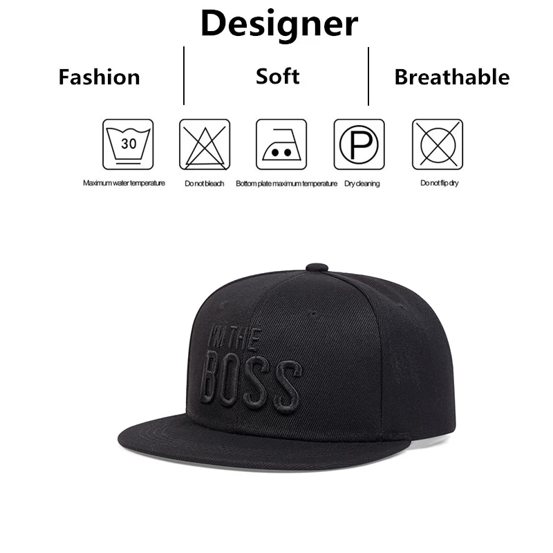 Unisex I 'M THE BOSS Letter Embroidery Hip-hop Hats Outdoor Adjustable Casual Baseball Caps Sunscreen Hat