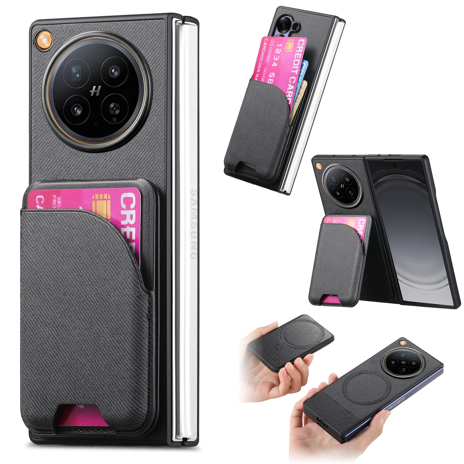 2 in 1 Magnetic Wallet Phone Case For OPPO Find N6 Findn6 5G Case Bracket Card Holder Protective Luxury Leather Shockproof Cover