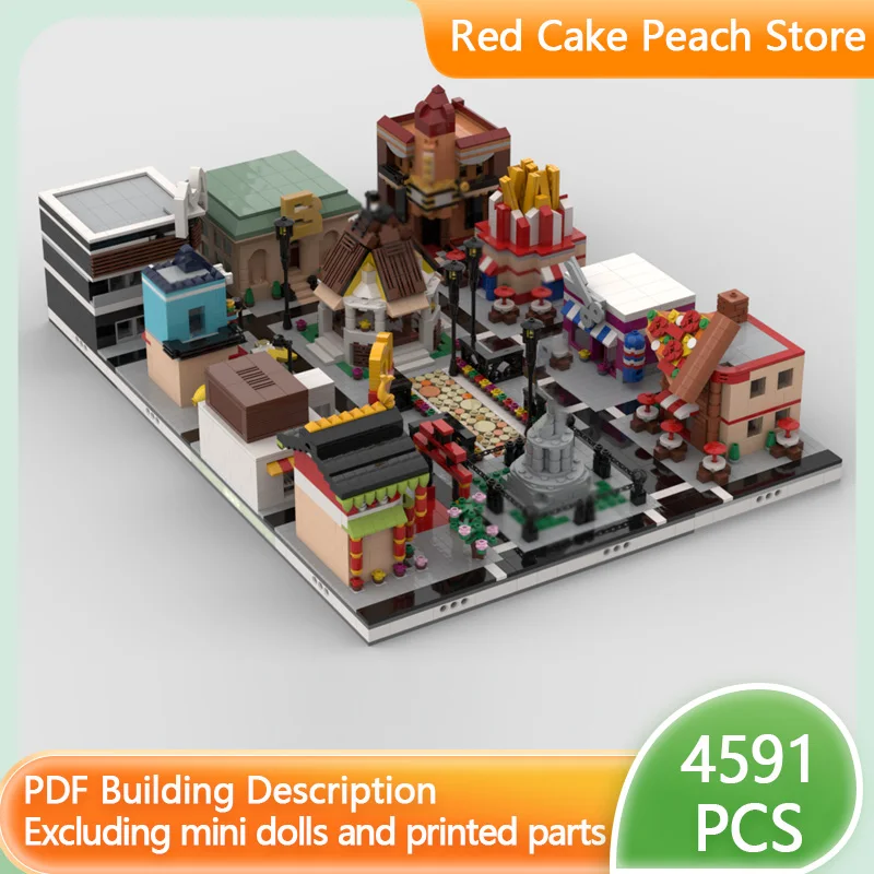 

City Street View Model MOC Building Bricks Shopping Center Modular Technology Children Holiday Gifts Assemble Toys Suit