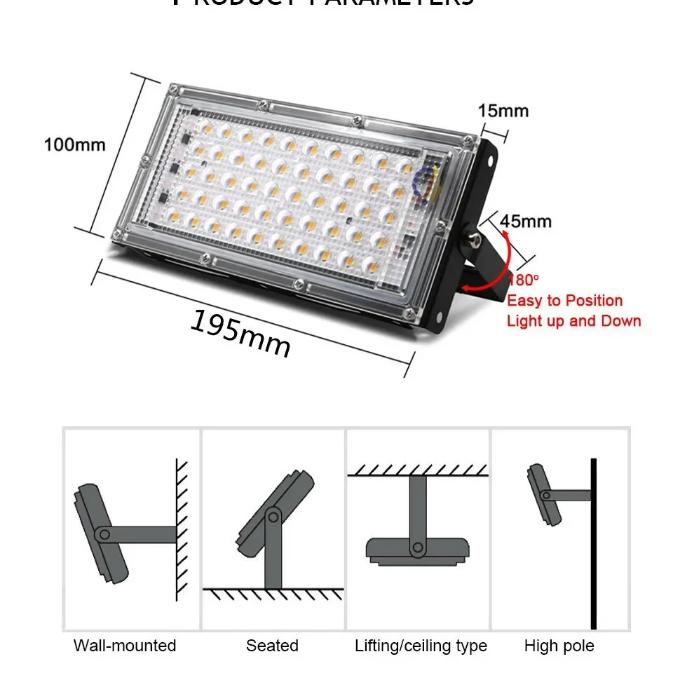 Luce ad alta potenza sonda cortile lampada pubblicitaria impermeabile per esterni ultrasottile lente a Led luce di inondazione portatile luce di inondazione a led