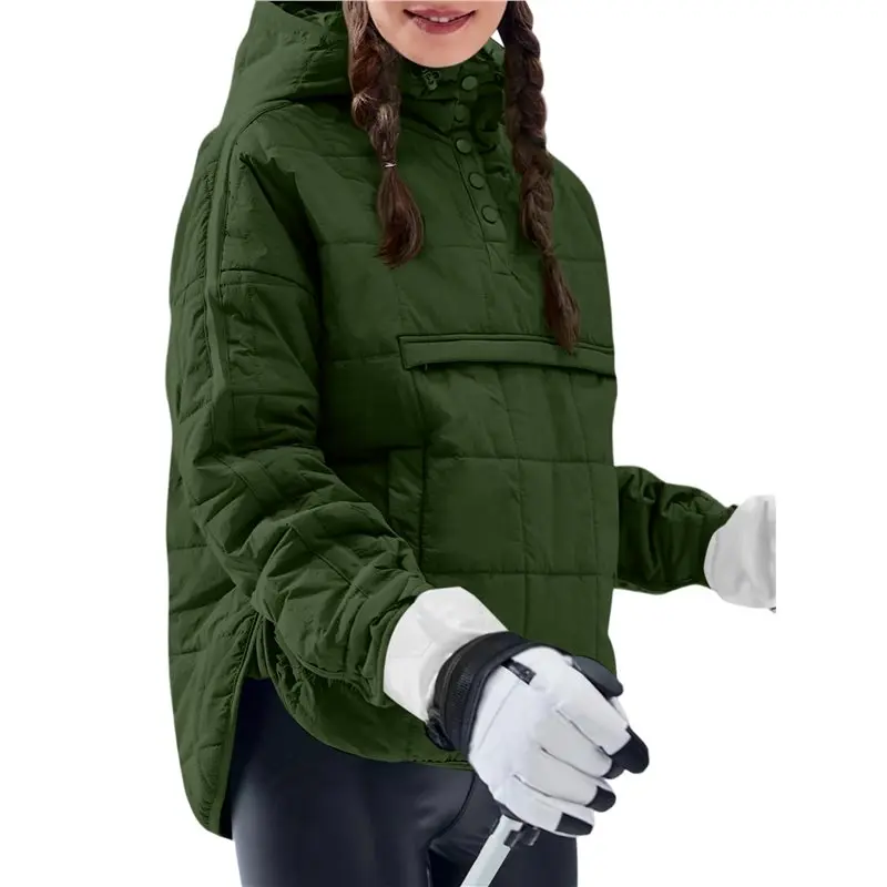 CYL-Veste bouffante surdimensionnée pour femme matelassée Dolman sweat à capuche pull à manches longues dessus chaud manteau