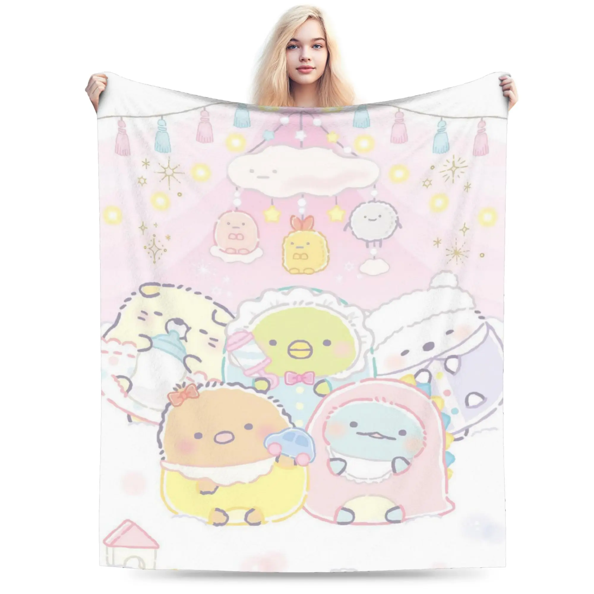 Sumikkos Gurashis Blankets Kawaii Cartoon Flannel Vintage Soft Throw Blanket for Home Restaurant Spring Autumn
