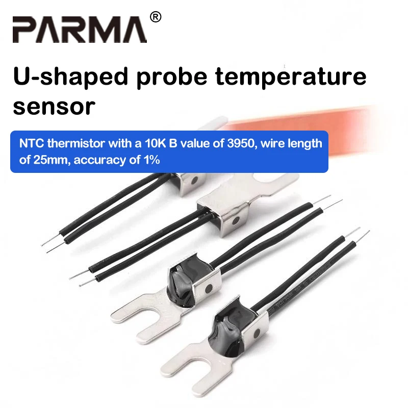 U-shaped temperature sensor, NTC thermistor with a 10K B value of 3950, wire length of 25mm, accuracy of 1%