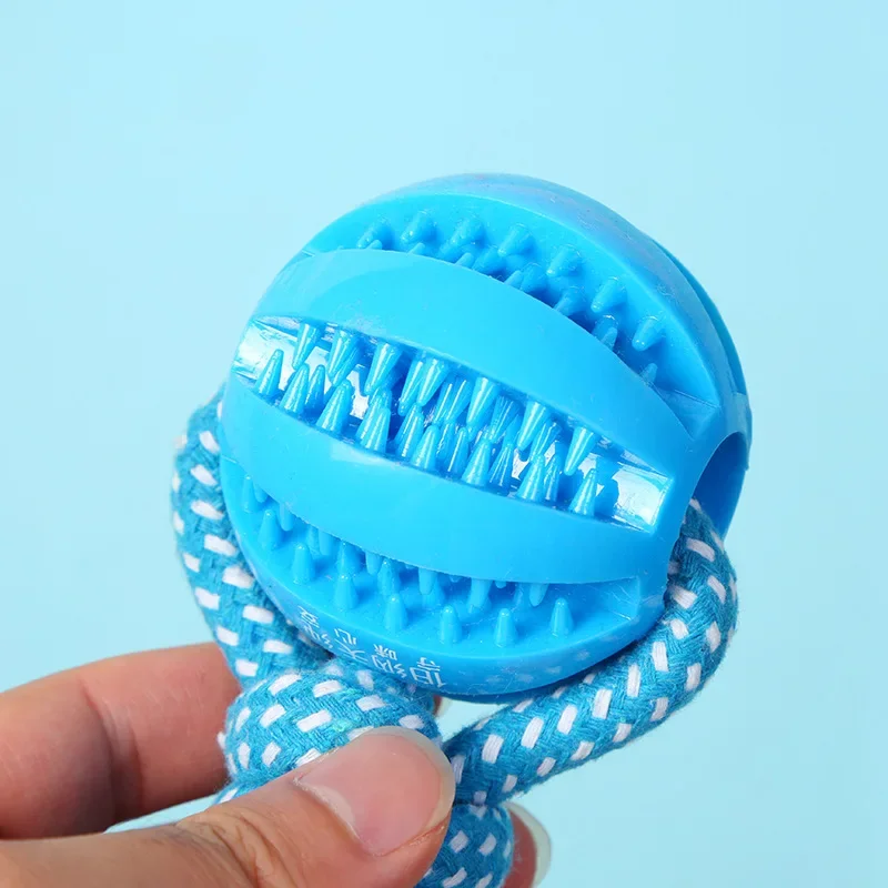 Interactive Puppy Toys Balls with Rope for Small Dogs Chew Teeth Cleaning Rubber Balls Pet Dog Rope Chew Toys Tug of War Playing