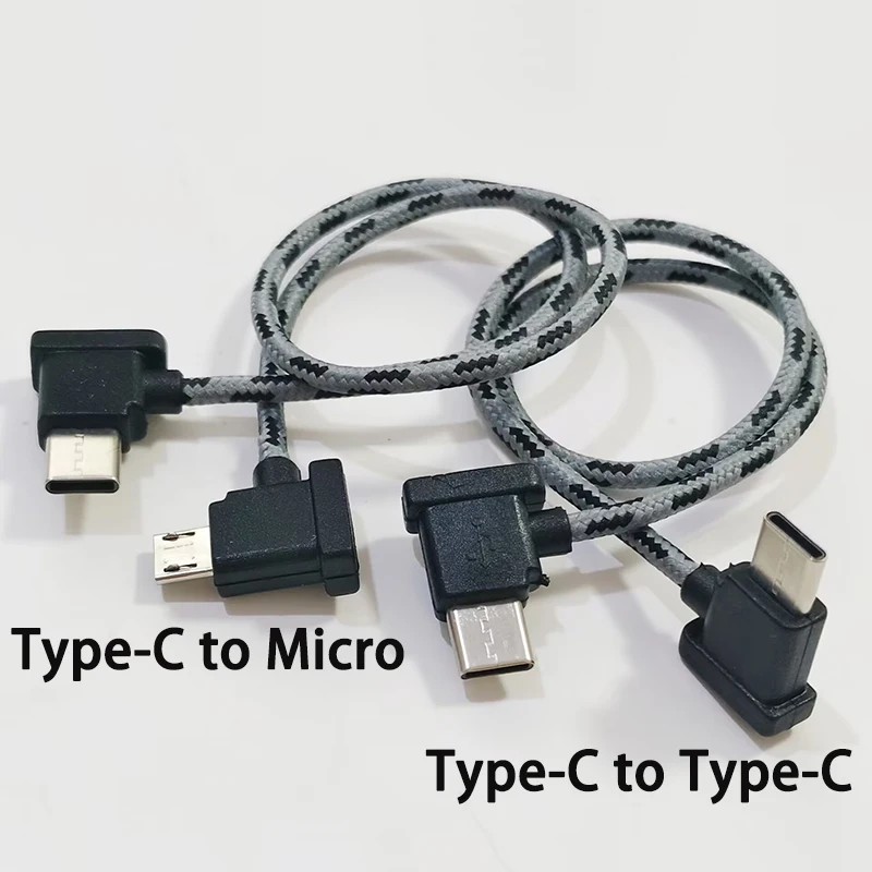 1PC 30cm Right Angle Nylon Braided Data Cord Type-C to Micro/Type-C Drone Remote Controller Wire  For Mavic3 Air2 Air3 Mini2