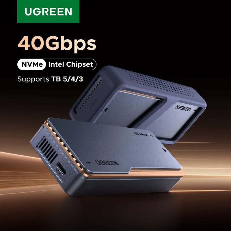 UGREEN Intel Chipset 40Gbps NVMe SSD Case SSD Gabinete Thunderbolt M.2 para USB4.0 Adaptador para M.2 NVME PCIE Caixa de alumínio
