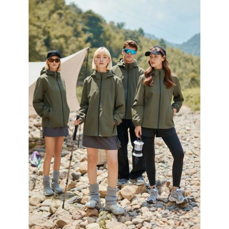 

Outdoor jackets spring and autumn men's and women's casual jacket hiking camping outerwear zip hoodie windproof jacket