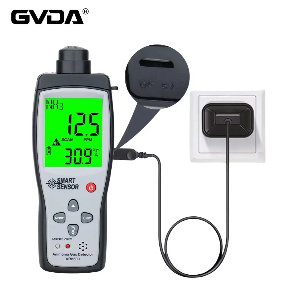 Ammonia Gas Leak Detector NH3 Gas Smoke Analyzer Carbon Monoxide Air Quality Monitor Handheld 0-100PPM Sound Light Alarm Meter
