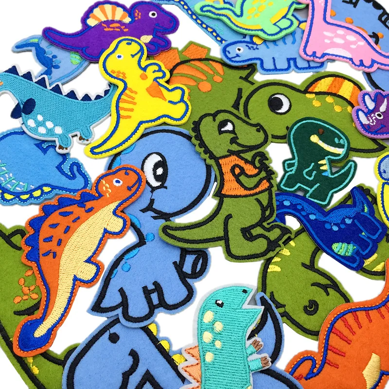 Cartoon Dinosaur Patch Iron On Kids Clothing Stickers DIY Sewing Jeans Coats Backpack Appliqued Badge for Hats Shoes Clothes