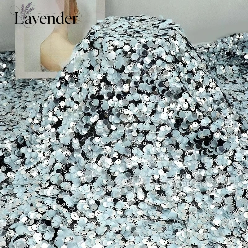 

Новая ткань с пайетками 12 мм + 8 мм, двухцветная, с эффектом иридесценции, многослойная вышивка, для свадебных платьев, женская сетчатая ткань с жемчугом для шитья.