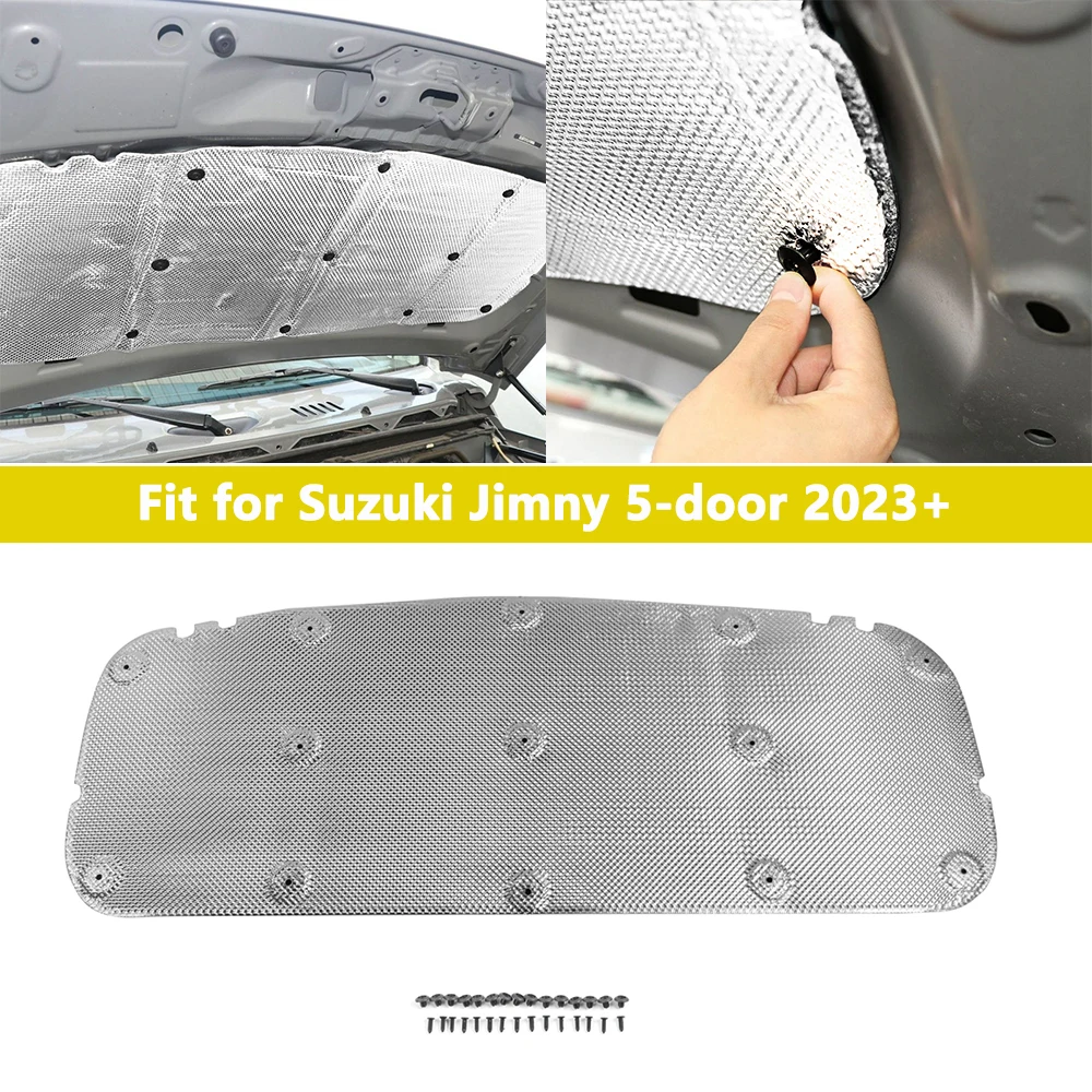 Car Engine Hood Heat Insulation Cotton Sound Deadener Cover for Suzuki Jimny 5-door 2023 2024 Aluminum Foil Interior Accessory