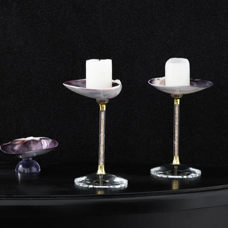 Europe Style Creative Shell Candle Holder & Tray,Natural Seashell Perfume Organizer for Bedroom,Luxury Home Decoration  Gift Set