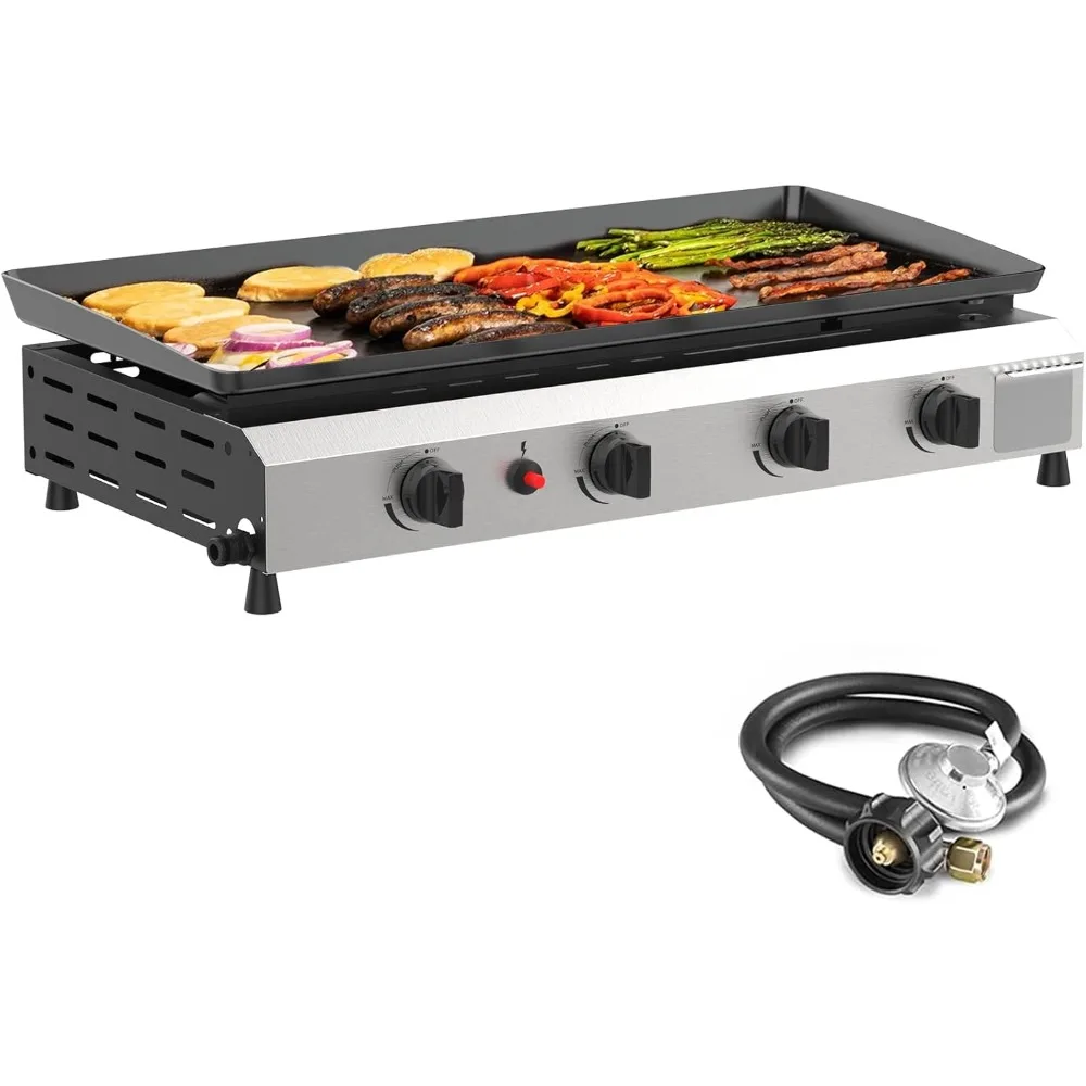 

4 Burner Flat Top Gas Griddle-30 Inch Outdoor Propane Griddle-40000 BTU Propane Fuelled
