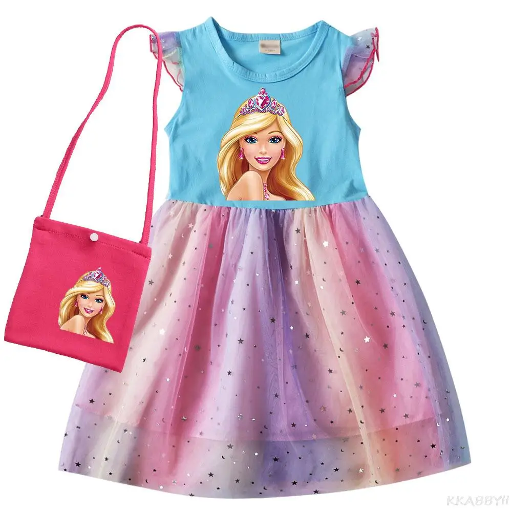 Hot Barbie Girls abbigliamento Casual principessa abito manica corta per ragazze Toddler Baby Vestidos Teenping abiti kawaii